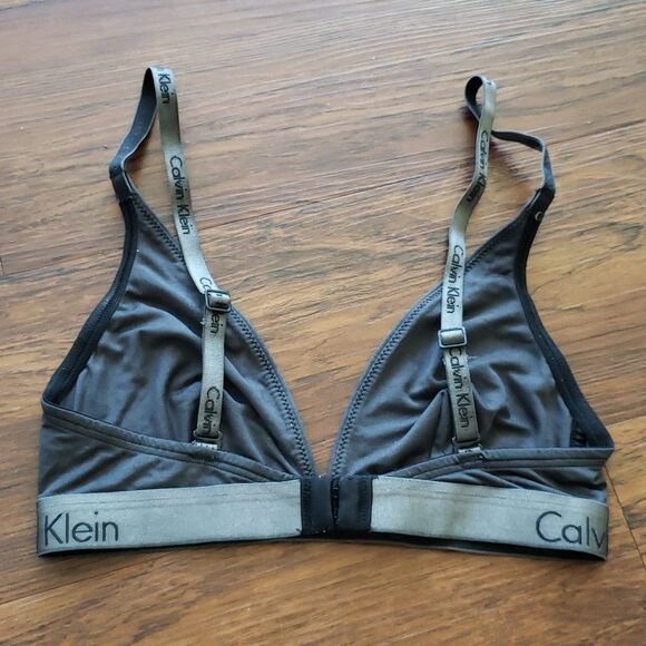 Calvin Klein Women's Gray Signature Band Athleisure Cotton Trendy Bralette XS - Picture 2 of 2